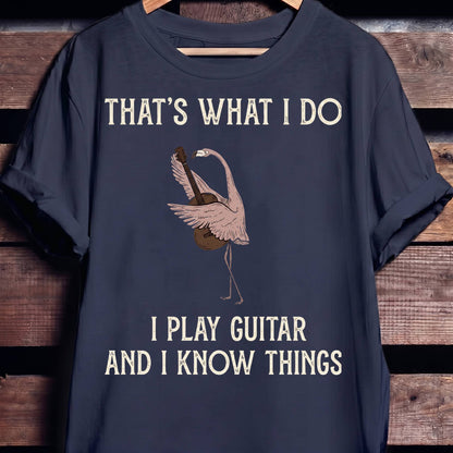 "I Play Guitar And I Know Things" Flamingo Tee - The Music Frontiers