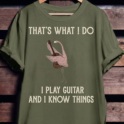 "I Play Guitar And I Know Things" Flamingo Tee - The Music Frontiers
