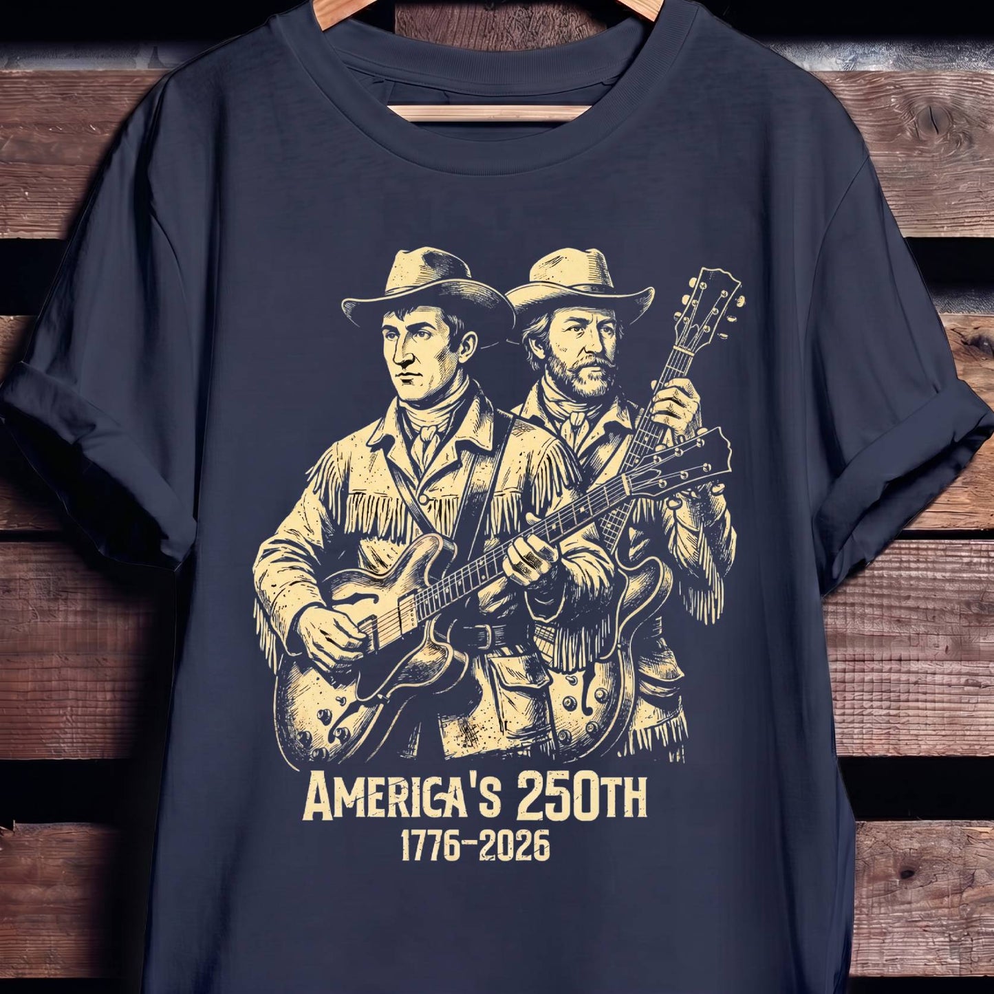 Lewis and Clark Playing Guitar America 250 - The Music Frontiers