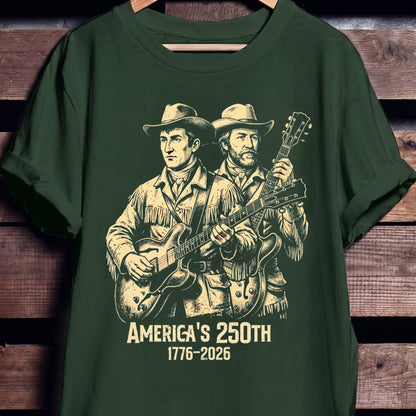 Lewis and Clark Playing Guitar America 250 - The Music Frontiers