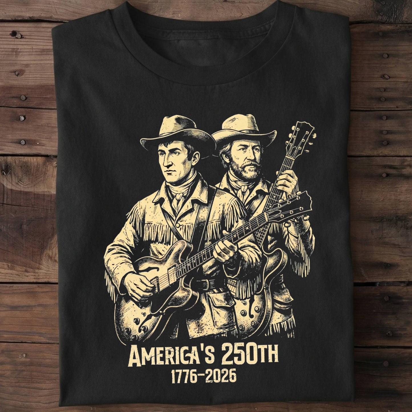 Lewis and Clark Playing Guitar America 250 - The Music Frontiers
