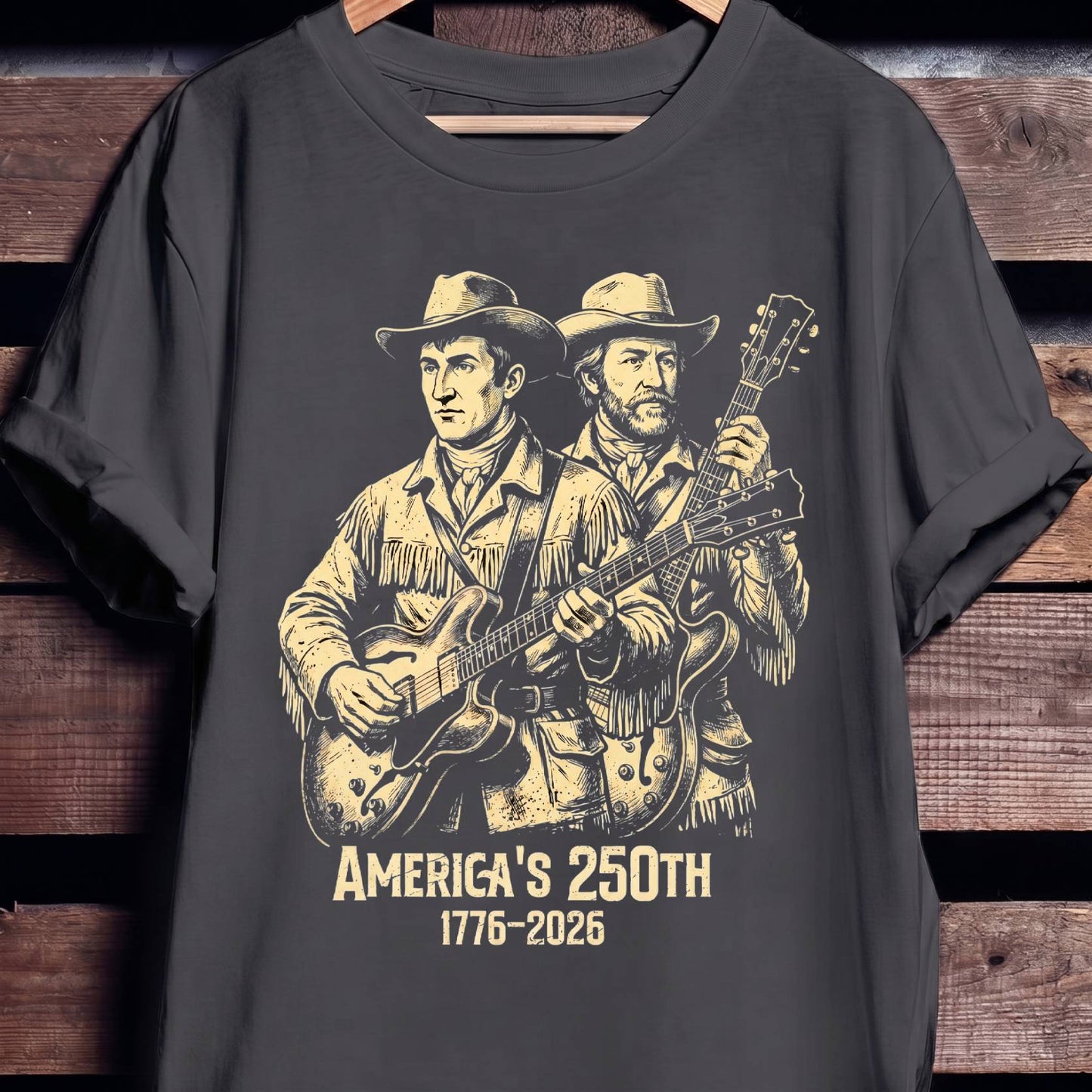 Lewis and Clark Playing Guitar America 250 - The Music Frontiers