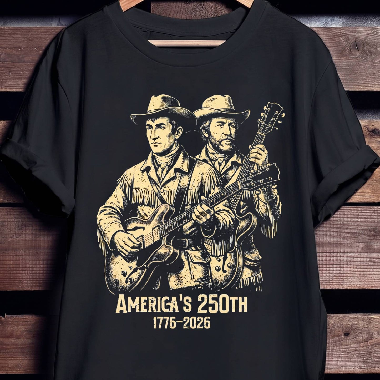 Lewis and Clark Playing Guitar America 250 - The Music Frontiers