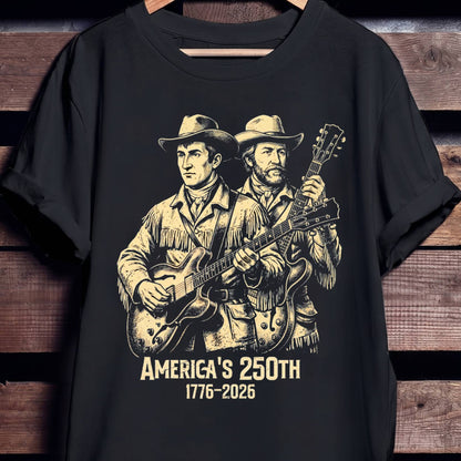 Lewis and Clark Playing Guitar America 250 - The Music Frontiers