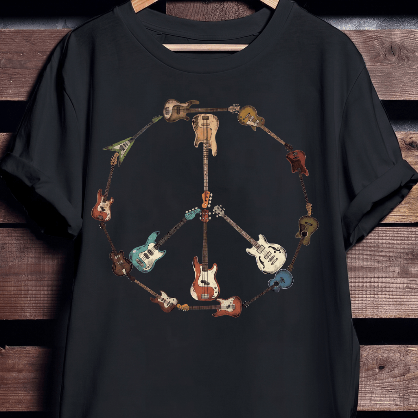 Bass Guitar Peace Sign Tee - The Music Frontiers