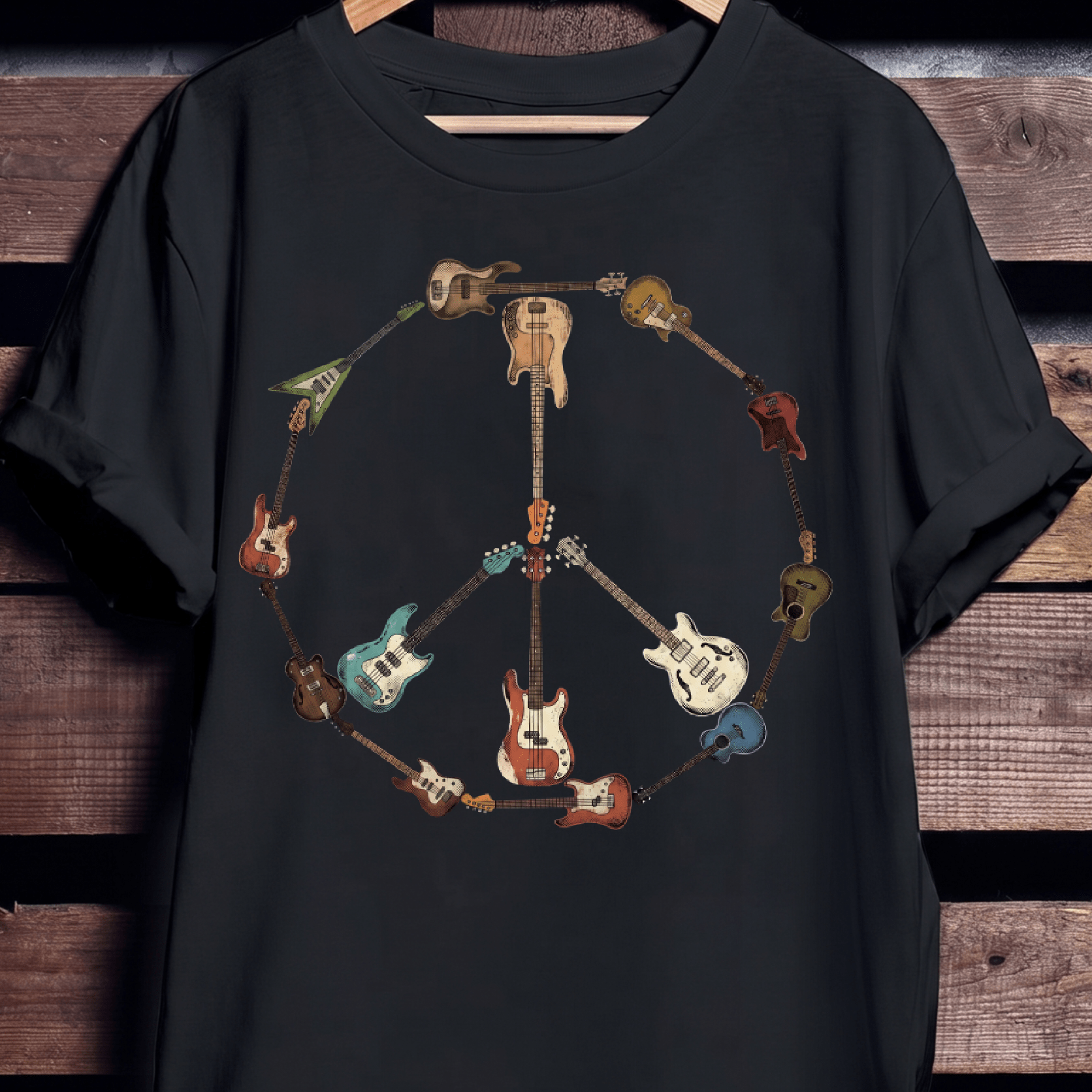 Bass Guitar Peace Sign Tee - The Music Frontiers