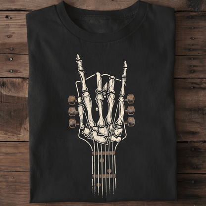 Rock On Skeleton Guitar Headstock T-shirt - The Music Frontiers
