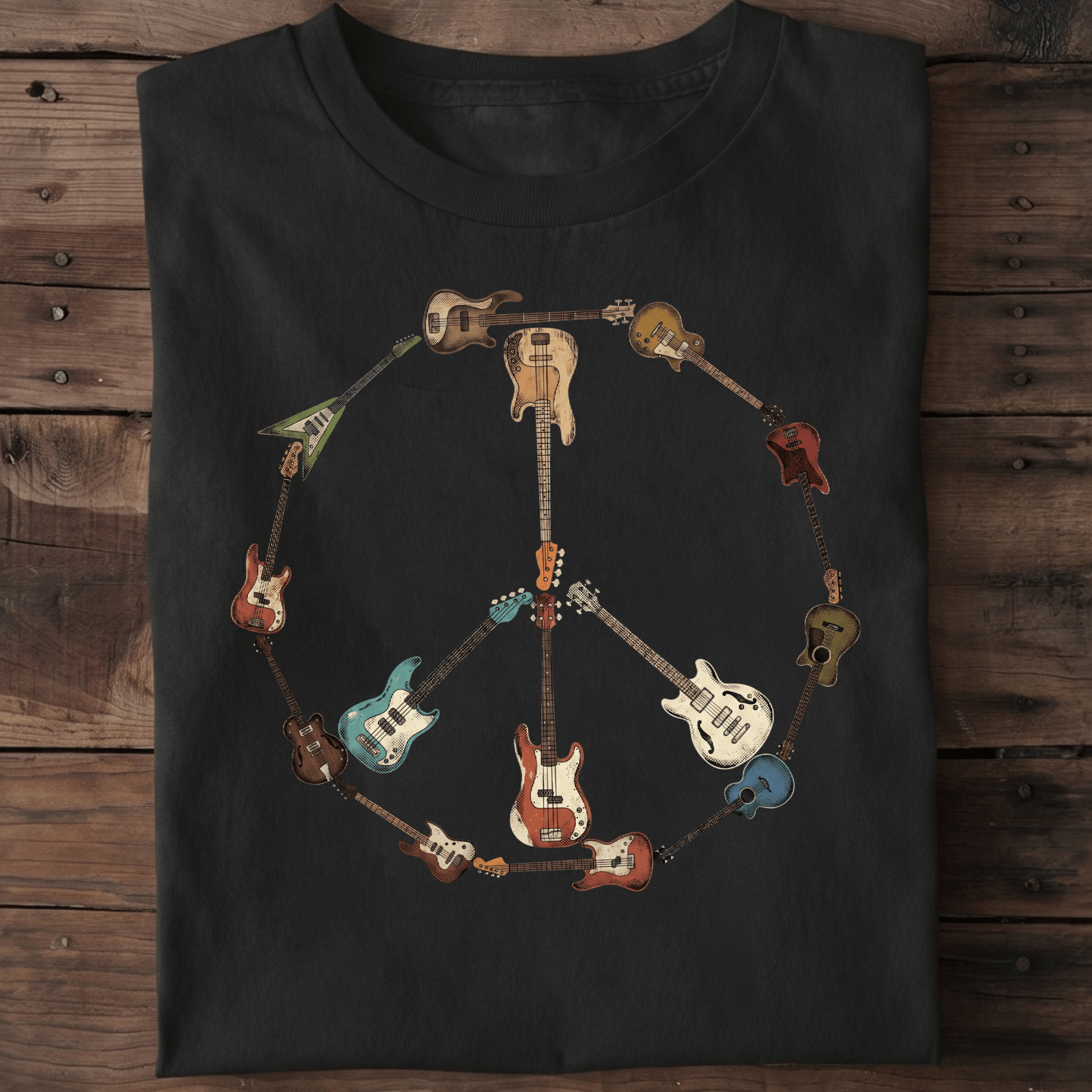 Bass Guitar Peace Sign Tee - The Music Frontiers
