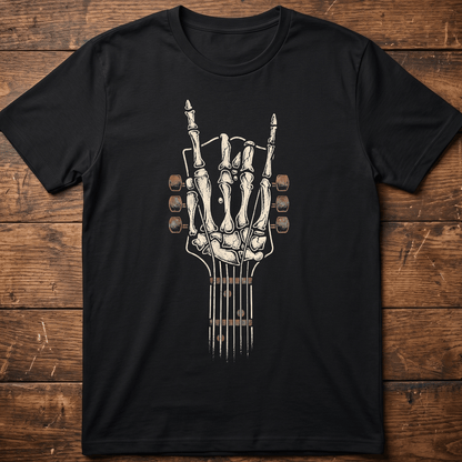 Rock On Skeleton Guitar Headstock T-shirt - The Music Frontiers