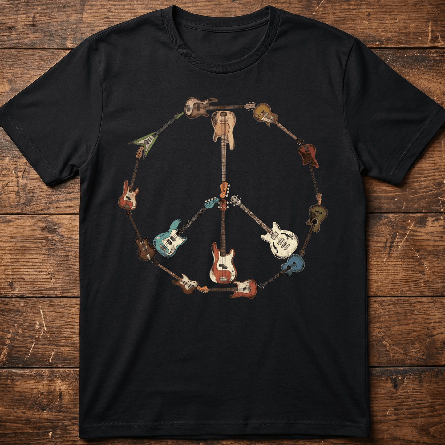 Bass Guitar Peace Sign Tee - The Music Frontiers