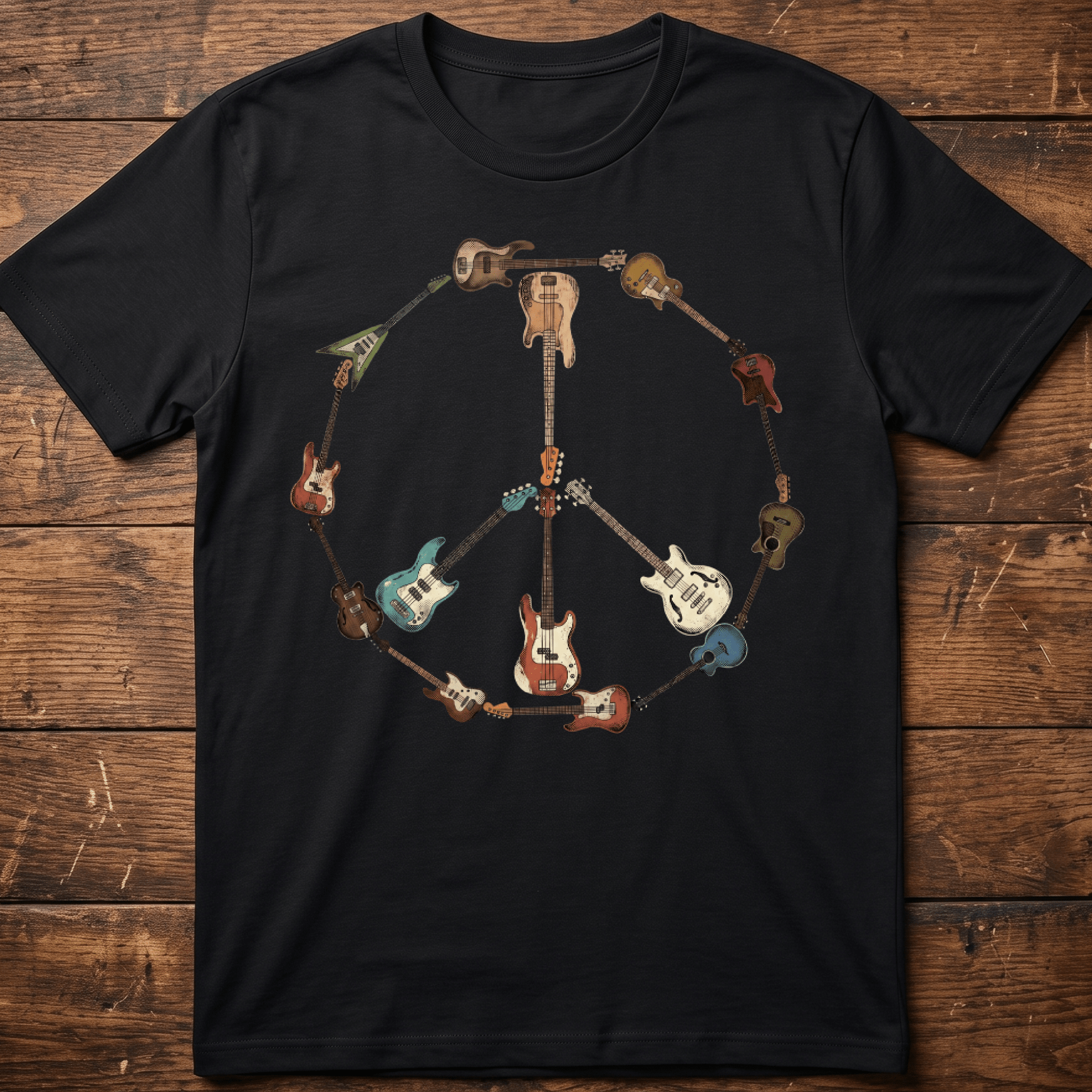Bass Guitar Peace Sign Tee - The Music Frontiers