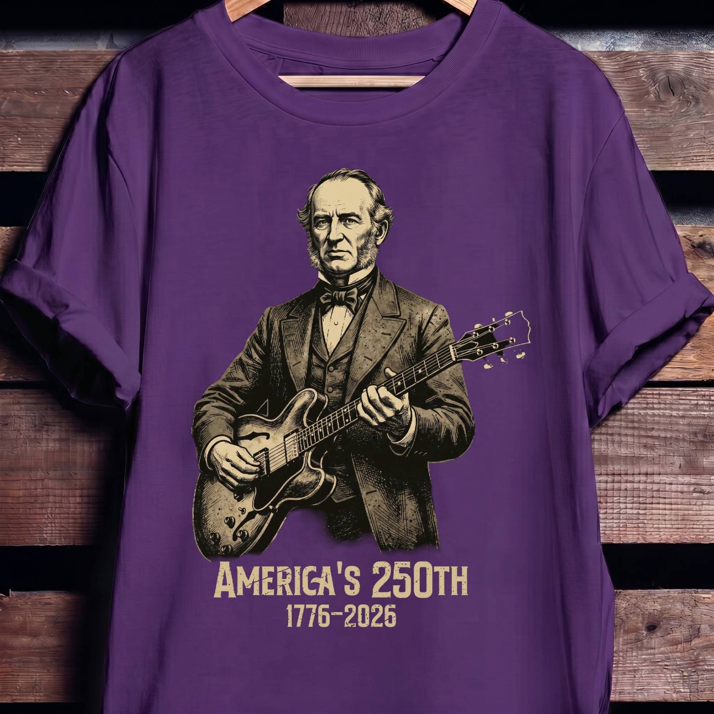 Martin Van Buren Playing Guitar America 250 - The Music Frontiers