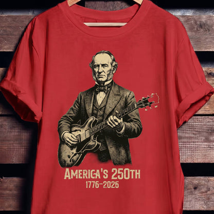 Martin Van Buren Playing Guitar America 250 - The Music Frontiers