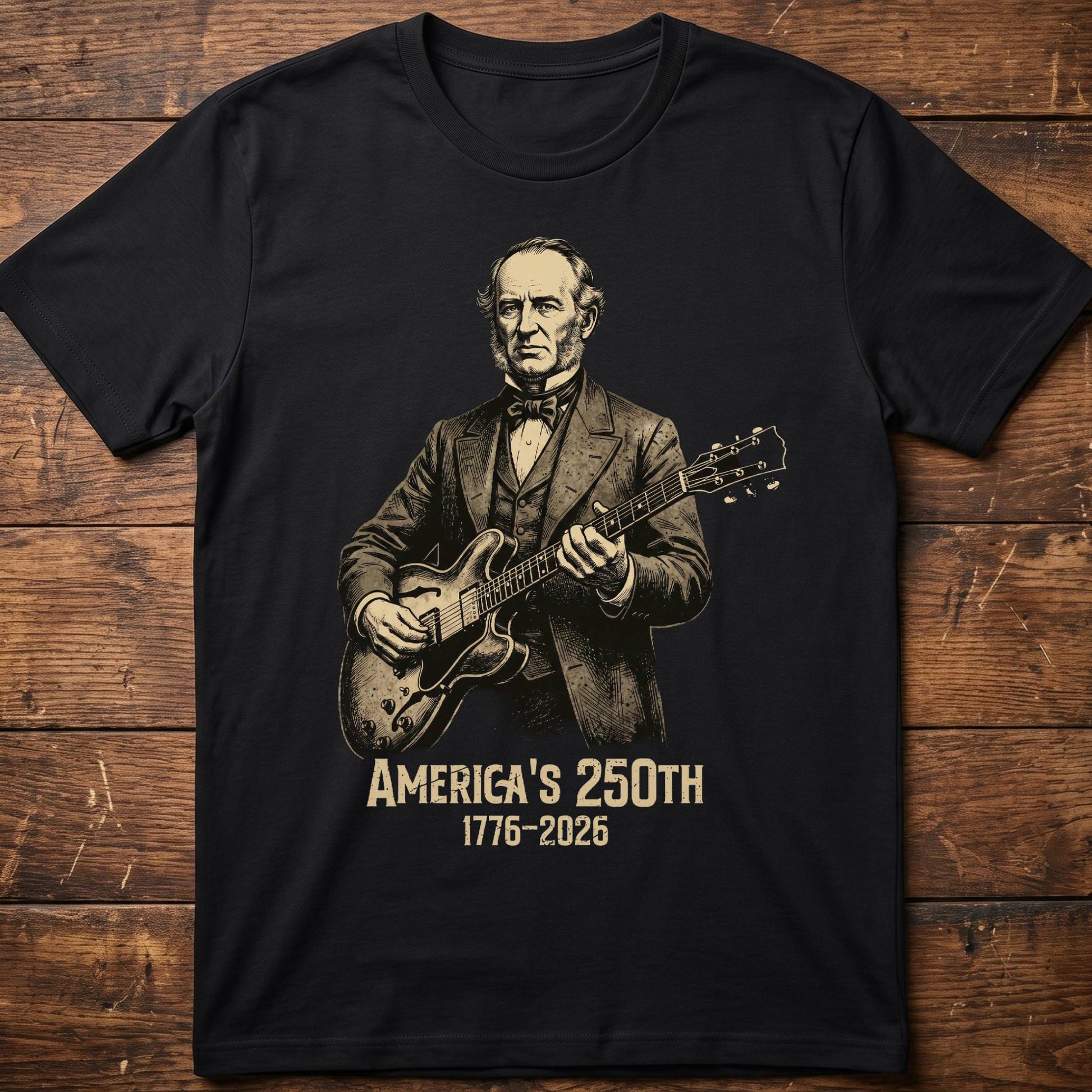 Martin Van Buren Playing Guitar America 250 - The Music Frontiers