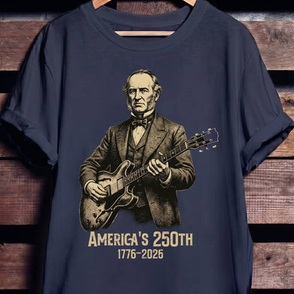 Martin Van Buren Playing Guitar America 250 - The Music Frontiers