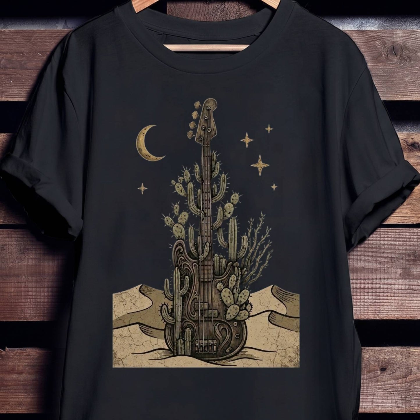 Midnight Desert Cactus Bass Tee - Unisex Standard T-Shirt