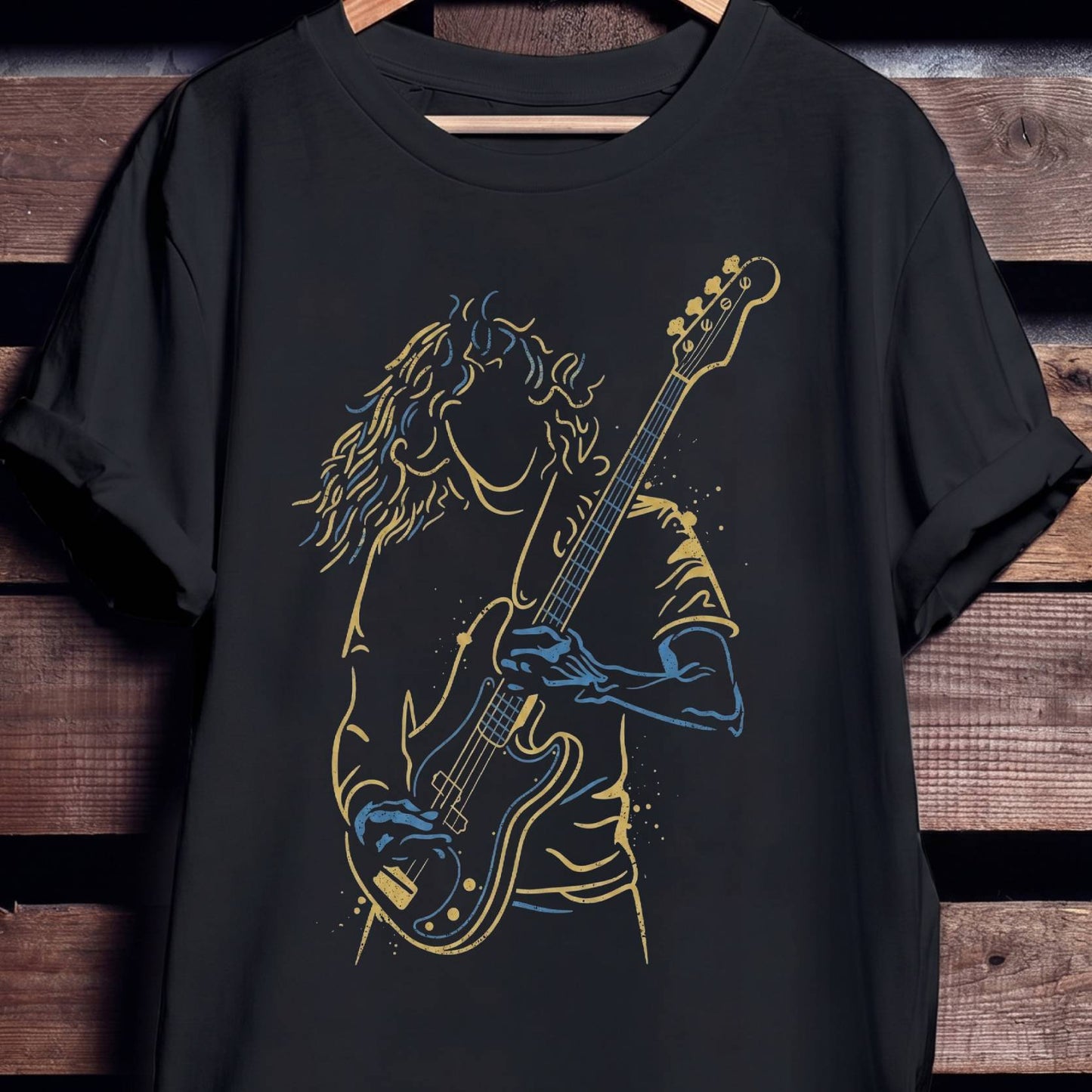 Minimalist Bass Player Line Art Tee - Unisex Standard T-Shirt