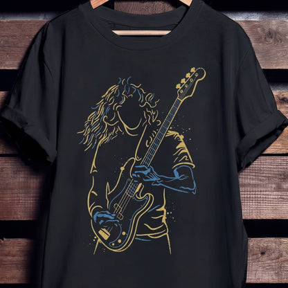Minimalist Bass Player Line Art Tee - Unisex Standard T-Shirt