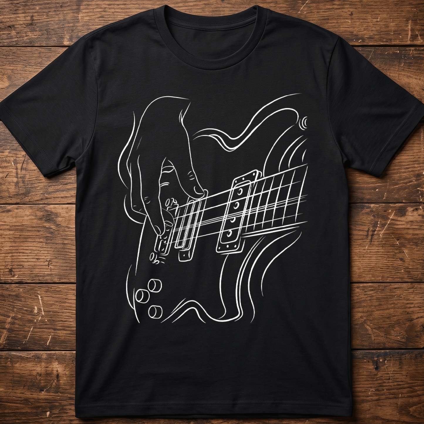 Minimalist Electric Guitar Player Line Art T-Shirt - The Music Frontiers