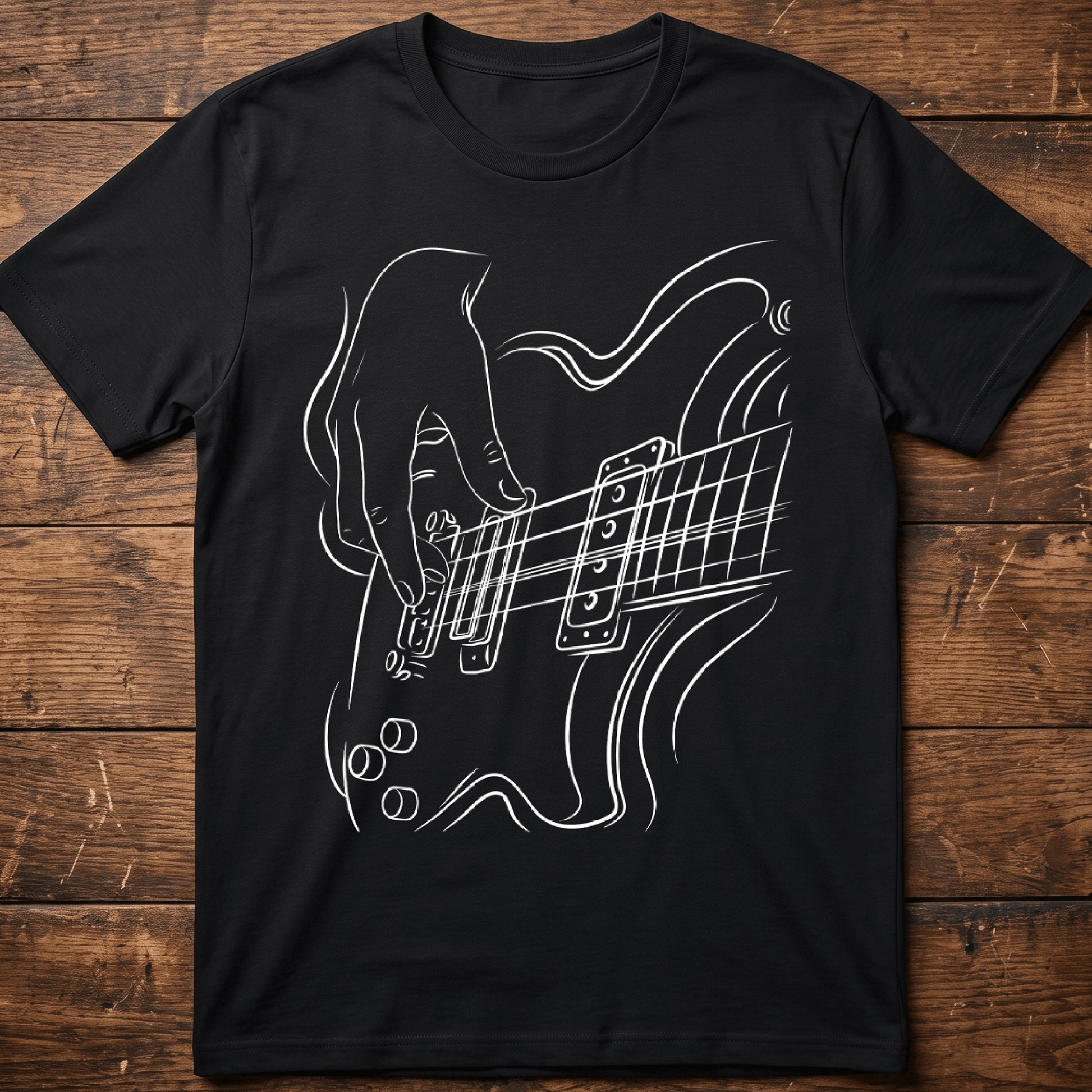Minimalist Electric Guitar Player Line Art T-Shirt - The Music Frontiers