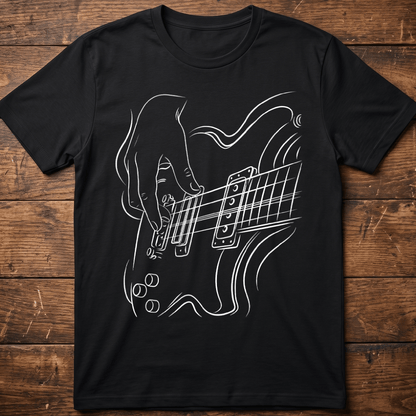 Minimalist Electric Guitar Player Line Art T-Shirt - The Music Frontiers