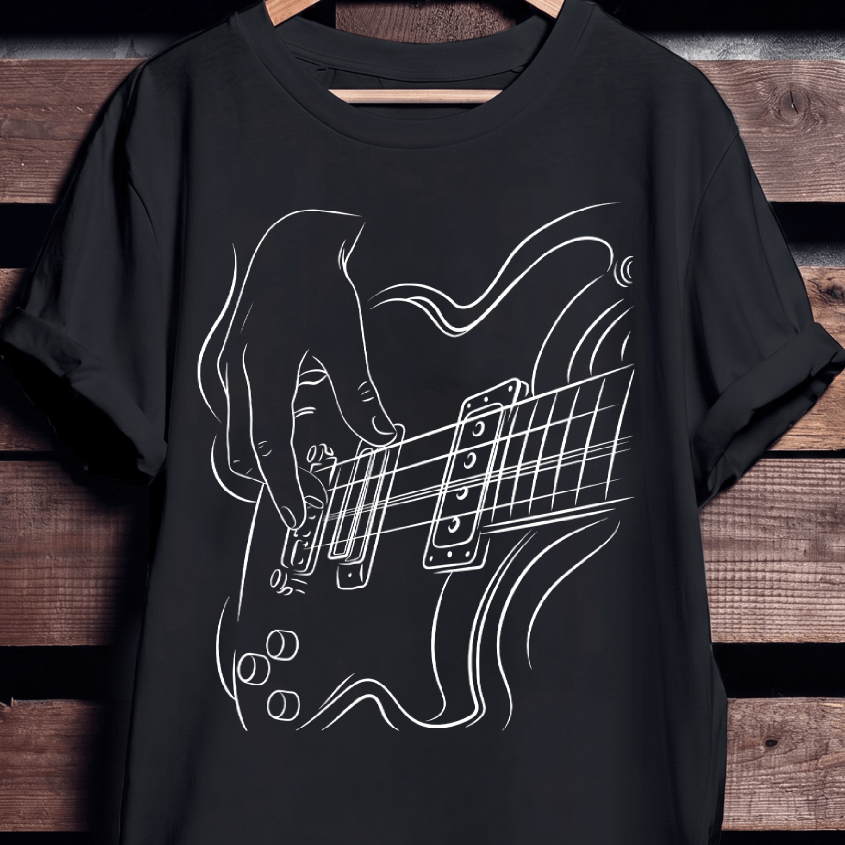 Minimalist Electric Guitar Player Line Art T-Shirt - The Music Frontiers