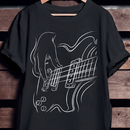 Minimalist Electric Guitar Player Line Art T-Shirt - The Music Frontiers