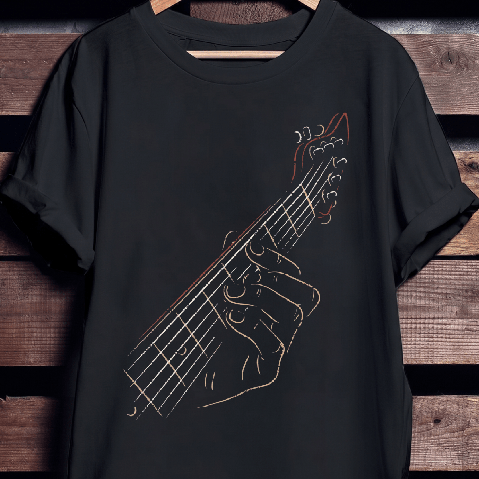 Minimalist Guitarist Hand Sketch Tee - The Music Frontiers