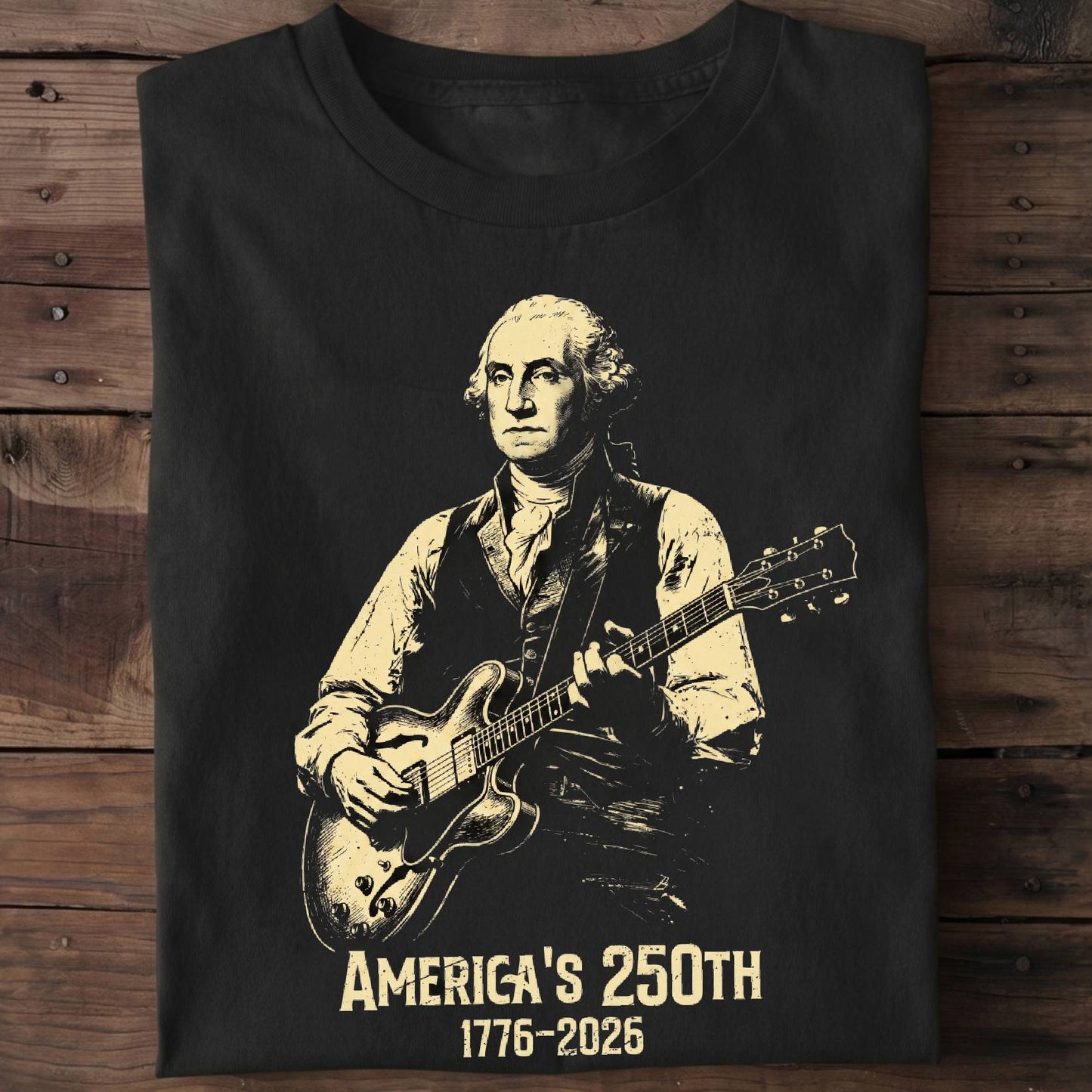 George Washington playing Guitar America 250 - The Music Frontiers