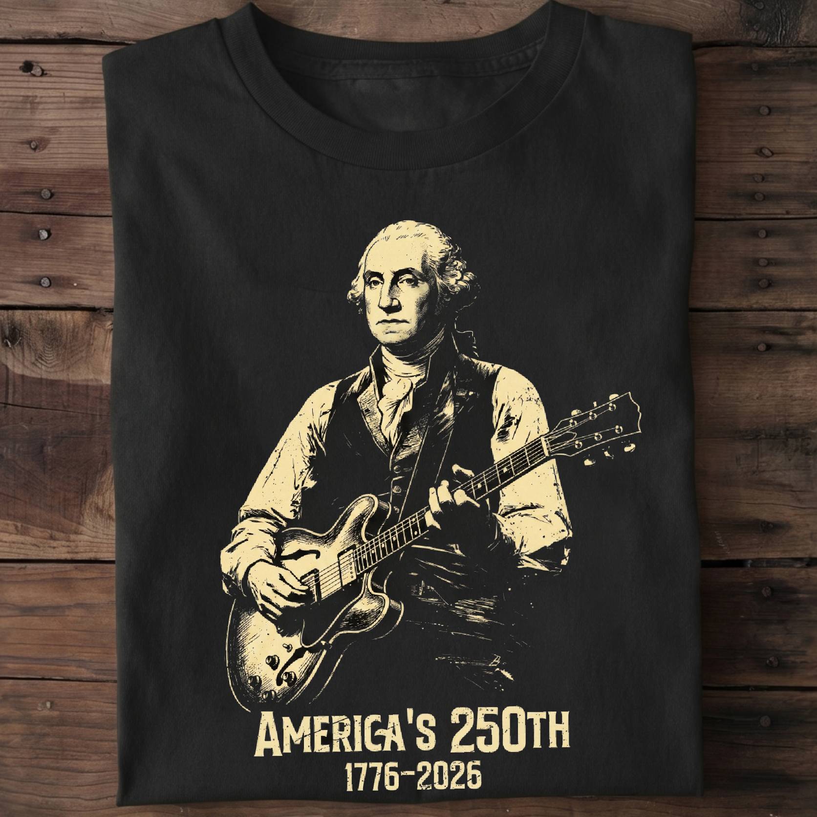 George Washington playing Guitar America 250 - The Music Frontiers