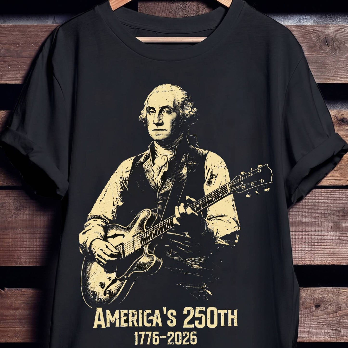 George Washington playing Guitar America 250 - The Music Frontiers