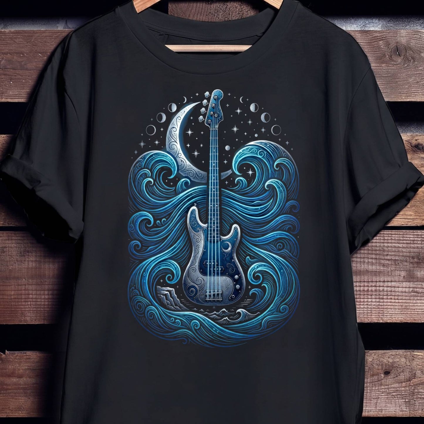 Moonlit Ocean Bass Guitar Tee