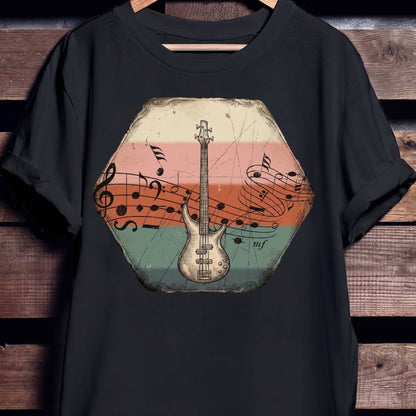Music Notes Bass Guitar Tee - The Music Frontiers