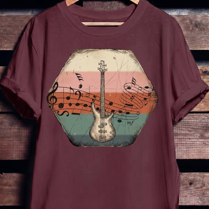 Music Notes Bass Guitar Tee - The Music Frontiers