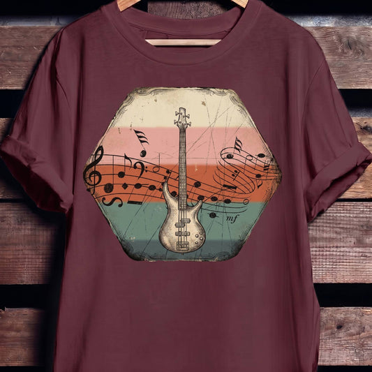 Music Notes Bass Guitar Tee - The Music Frontiers