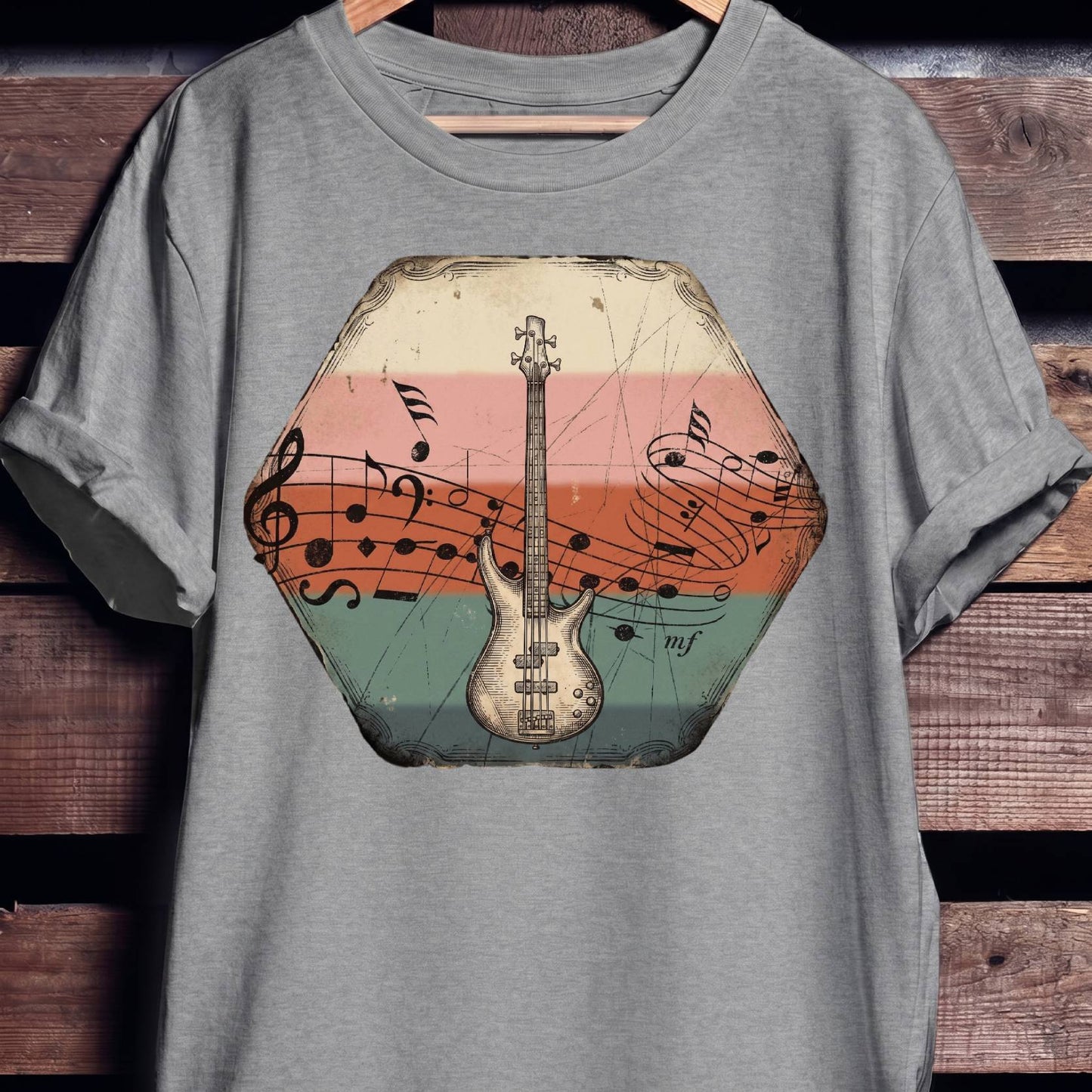 Music Notes Bass Guitar Tee - The Music Frontiers