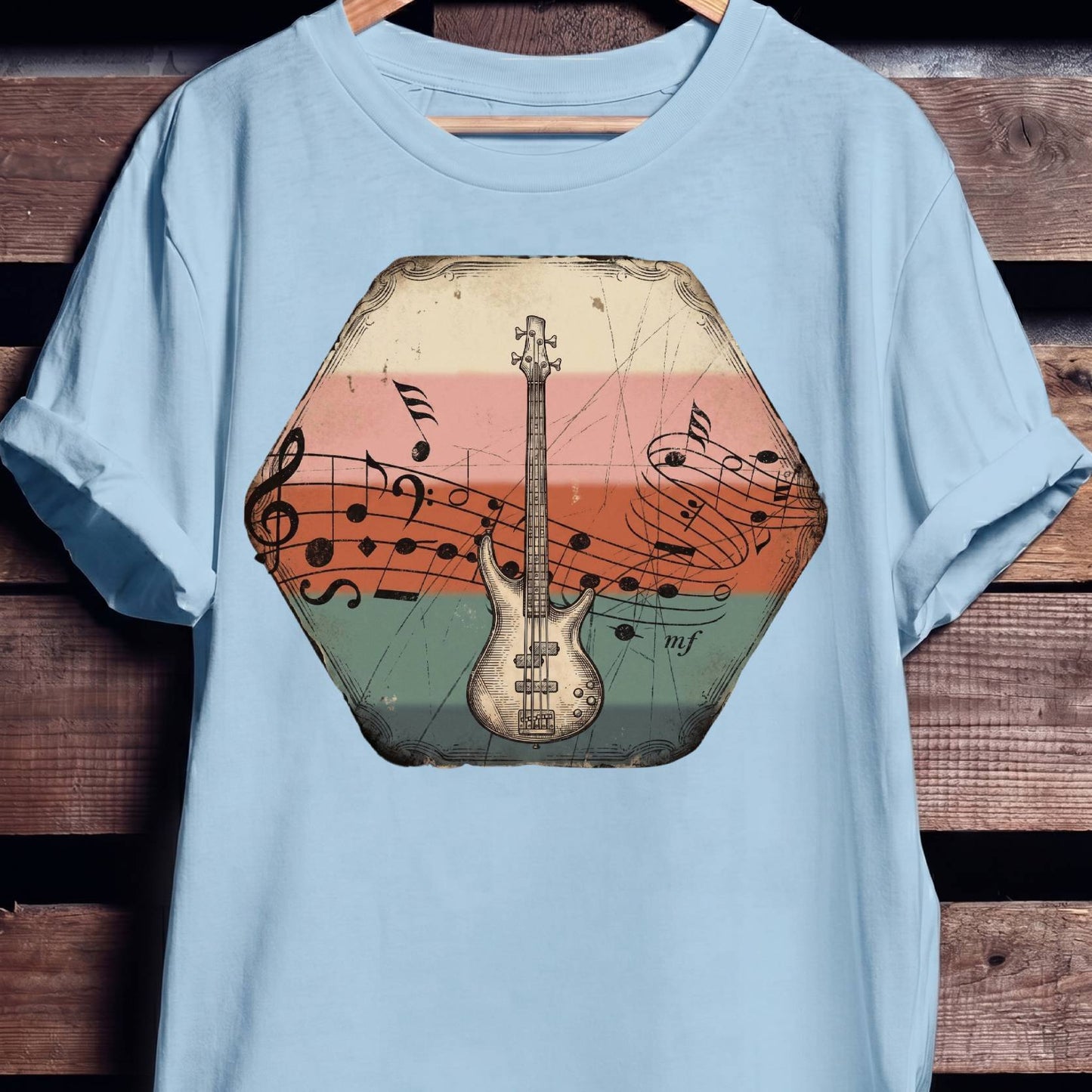 Music Notes Bass Guitar Tee - The Music Frontiers