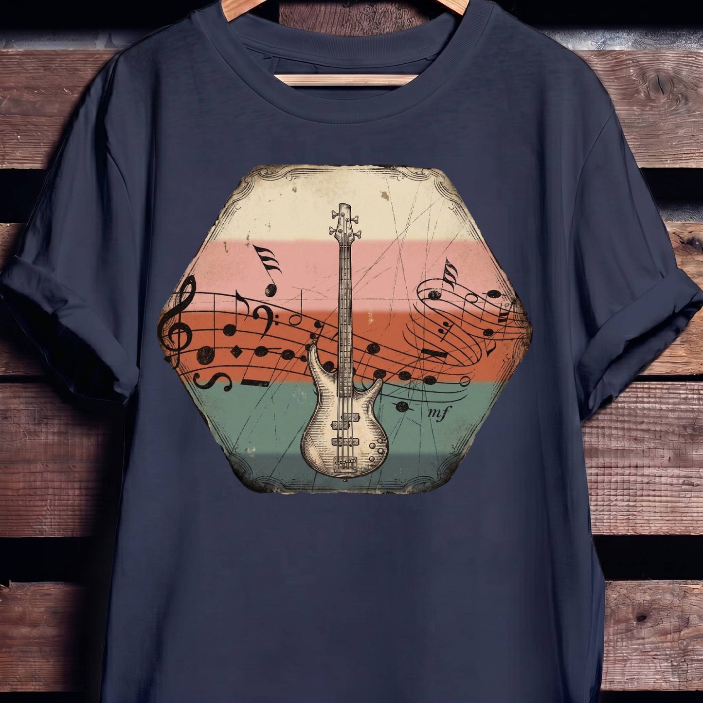 Music Notes Bass Guitar Tee - The Music Frontiers