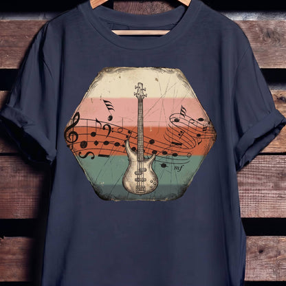 Music Notes Bass Guitar Tee - The Music Frontiers