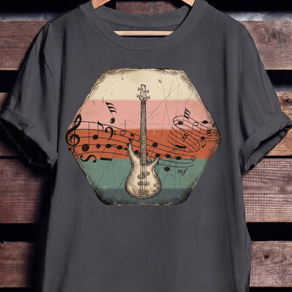 Music Notes Bass Guitar Tee - The Music Frontiers