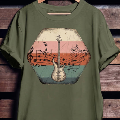 Music Notes Bass Guitar Tee - The Music Frontiers