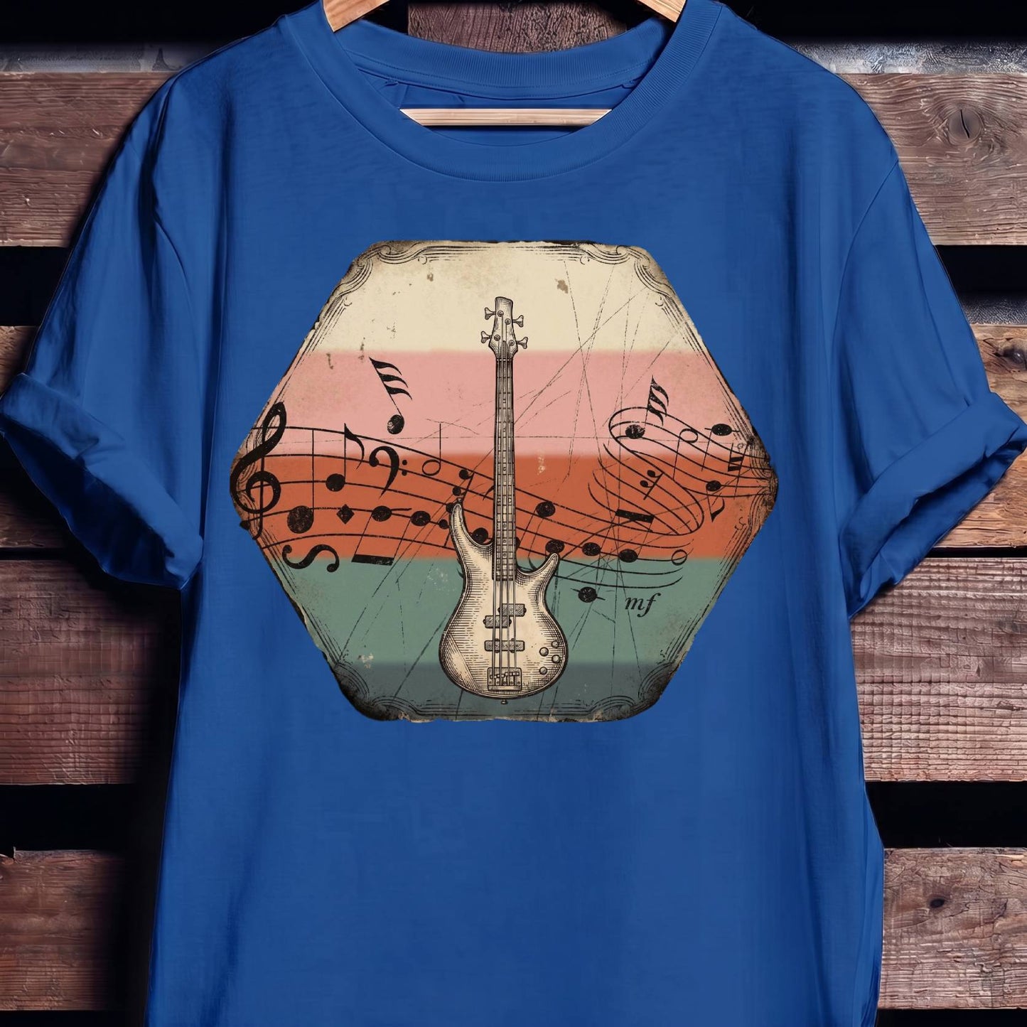 Music Notes Bass Guitar Tee - The Music Frontiers