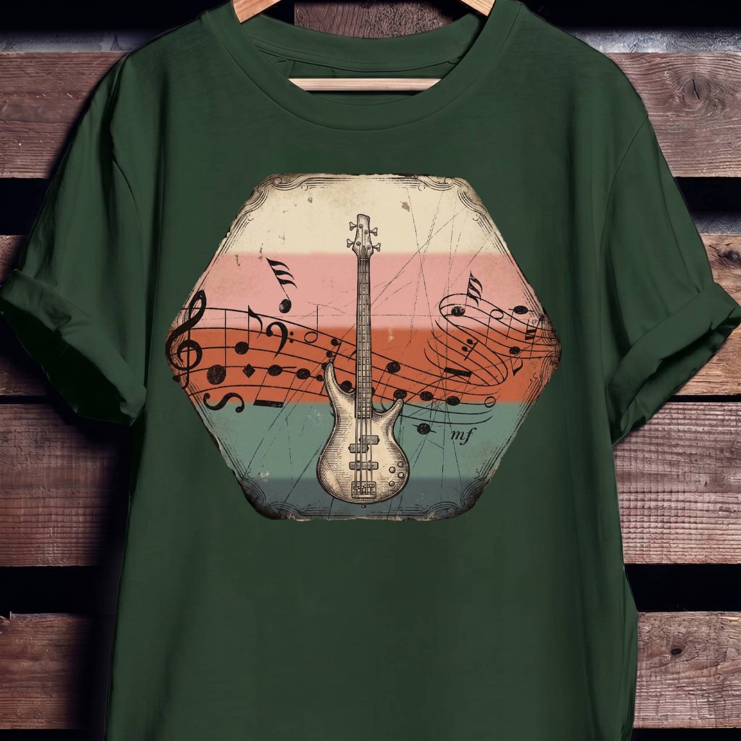 Music Notes Bass Guitar Tee - The Music Frontiers
