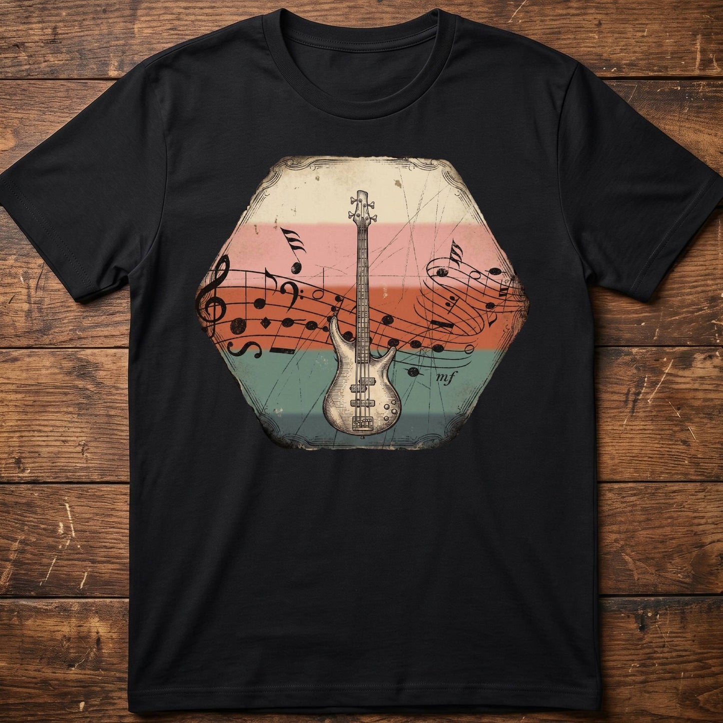 Music Notes Bass Guitar Tee - The Music Frontiers