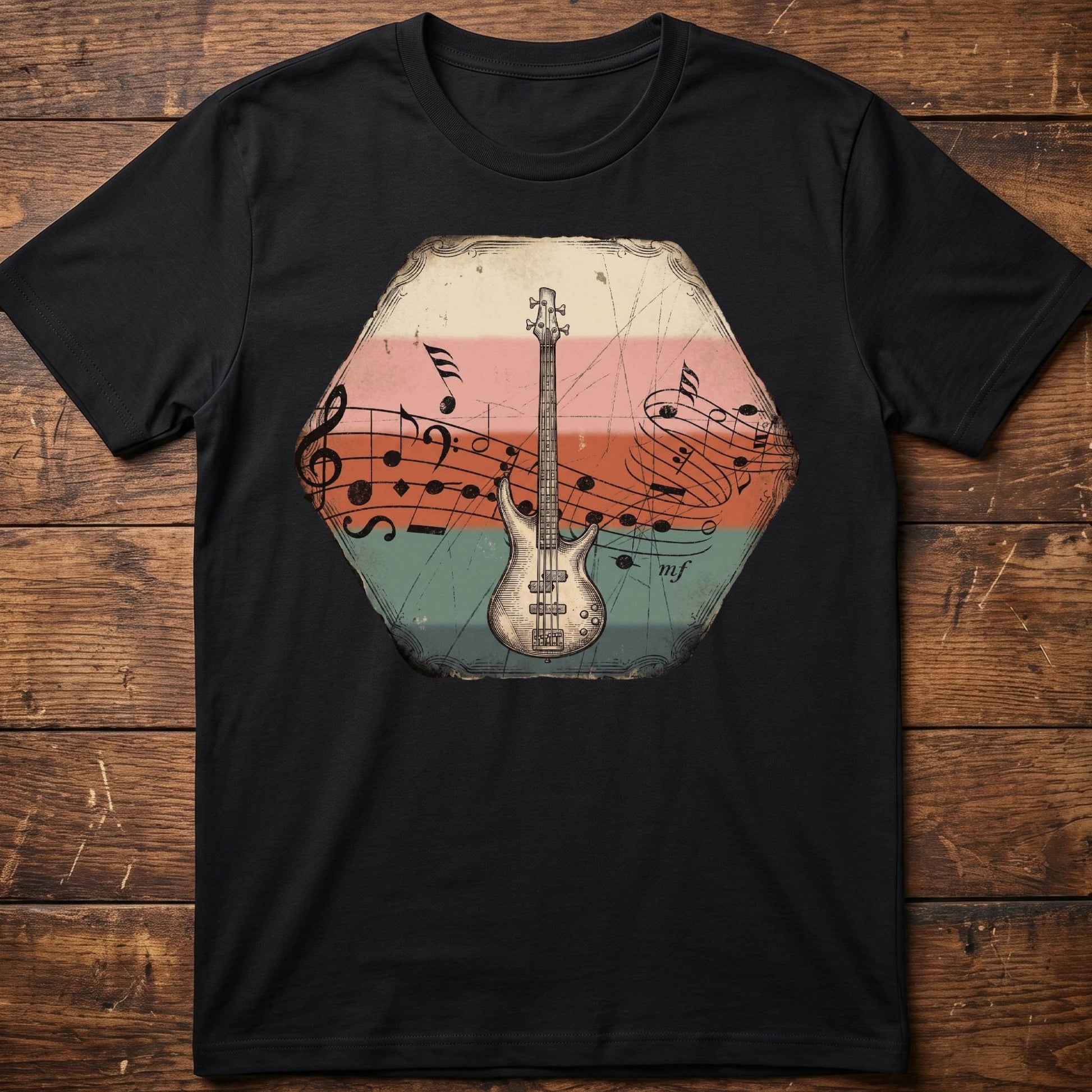 Music Notes Bass Guitar Tee - The Music Frontiers