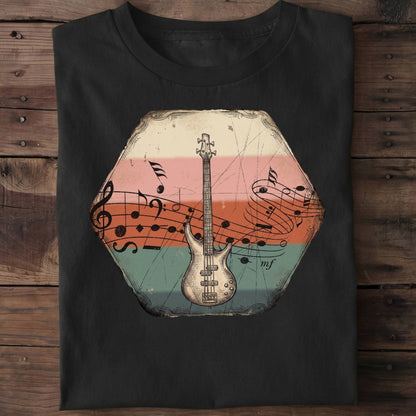Music Notes Bass Guitar Tee - The Music Frontiers