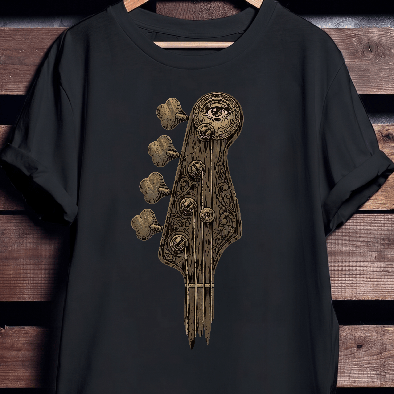 Mystic Eye Bass Headstock Tee - The Music Frontiers