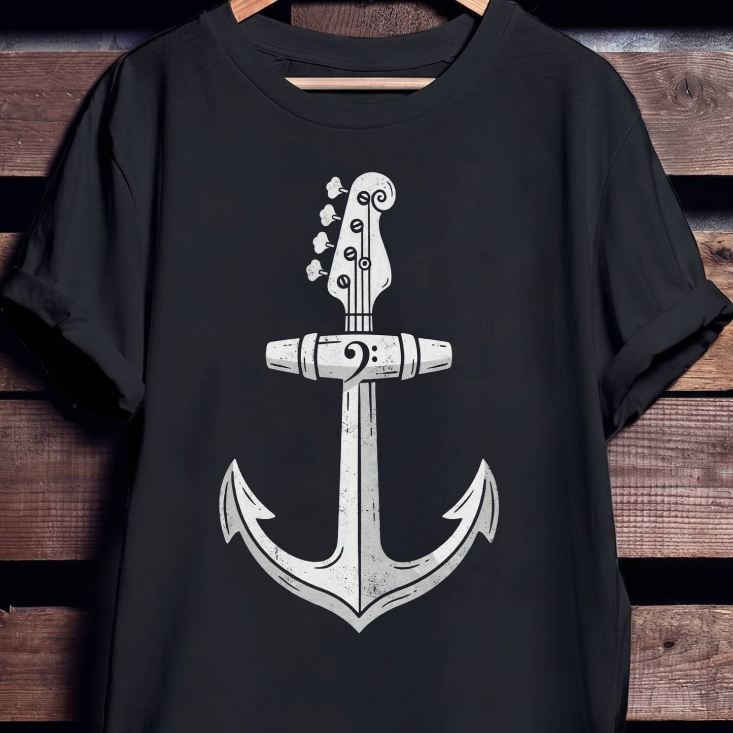 Nautical Anchor Bass Guitar Tee - Unisex Standard T-Shirt