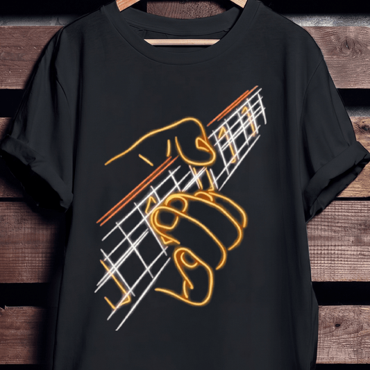 Neon Guitar Performance Tee — Vibrant Musician Shirt - The Music Frontiers