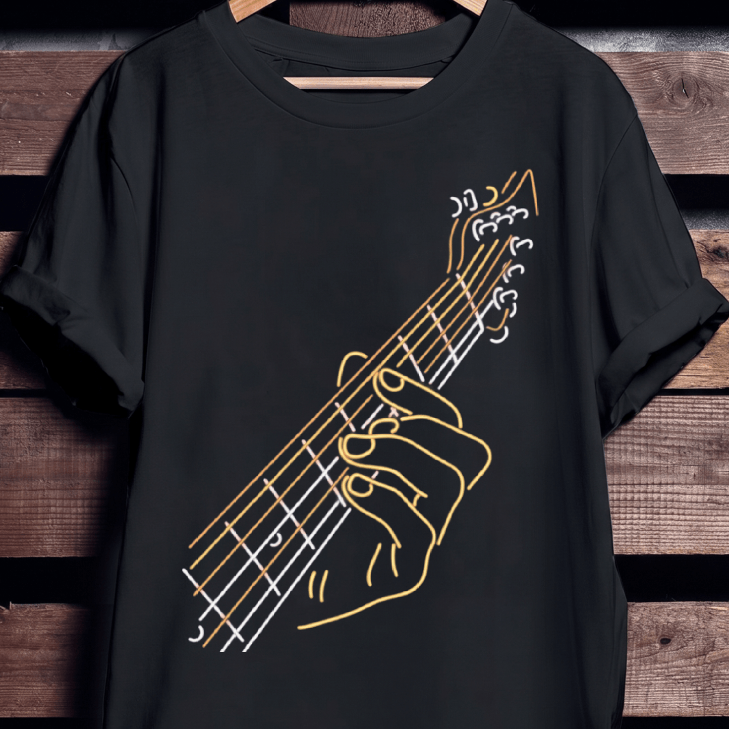 Neon Guitar Solo Tee — Vibrant Performance Shirt - The Music Frontiers